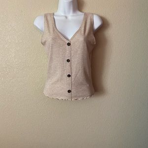 women's cream cotton t-shirt with buttons, new, size s